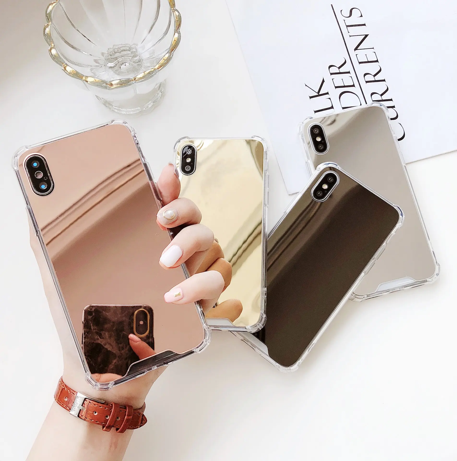 

Luxury Plating Mirror Phone Case For iPhone 11 Pro XS Max XR XS X 10 9 Capas Silicone Back Cover For iPhone 8 7 6 6S Plus Fundas