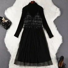 Платье большого размера, верхняя одежда для живота, комплект одежды в западном стиле, весенняя одежда, стиль 200, Пышное Платье для похудения 10199