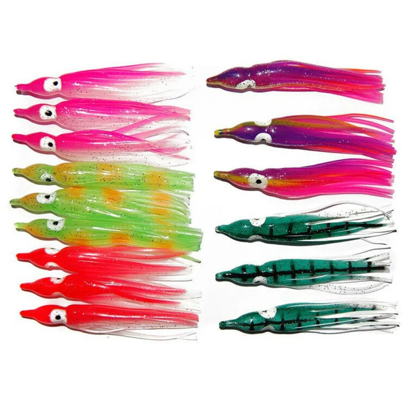 20pcs Silicone Squid Skirts Lures Artificial Soft Worm Fishing Baits Colorful 5/6/9/10cm Octopus Soft Fishing Tools Pesca Iscas