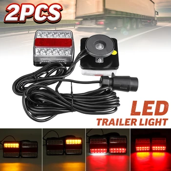 

1Pair Caravan Magnetic 15 LED Trailer Towing Tail Light Rear Indicator Brake Reflector Number Plate Lights Lamp