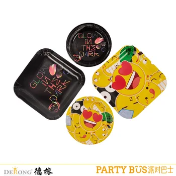 

40PCS Disposable Party Tableware Printed Paper Plate DIY Home Wedding Party Festive Supplies Decoration Barbecue Dessert Fruit