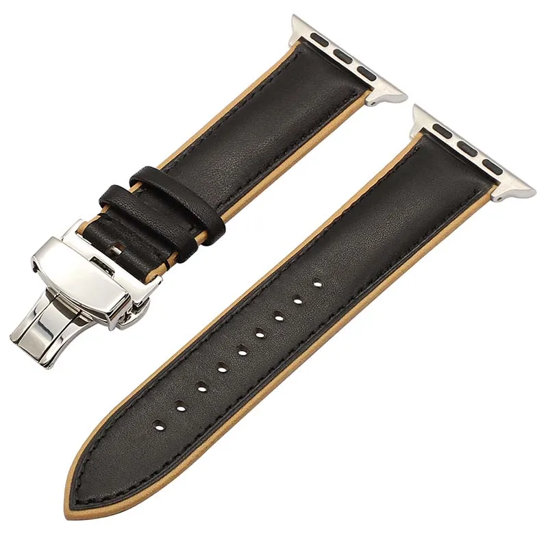 Black Yellow S Двухцветный ремешок для iwatch Apple Watch 38 мм 40 мм 42 мм 44 мм серии 5 4 3 2 1 ремешок для часов с застежкой бабочкой - Цвет ремешка: Black Yellow S