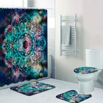 

Colorful mandala landscape shower curtain shower curtain kit can be customized with the same floor mat