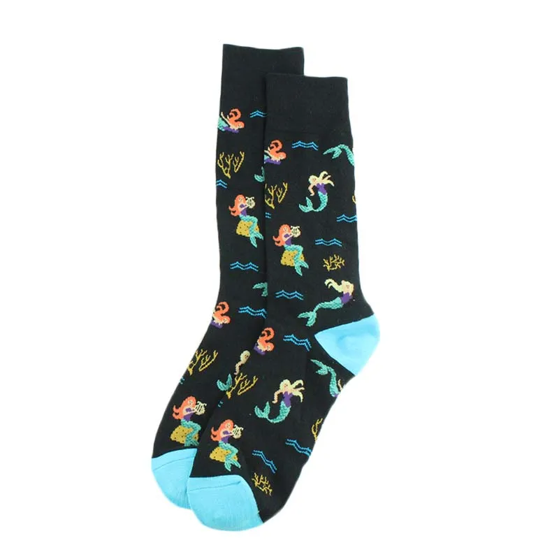 Креативная птица, белка, чужеродные носки, чёсаные хлопчатобумажные забавные носки для мужчин, дизайн, носки для пиццы, скейтборда, Calcetines Hombre - Цвет: 17