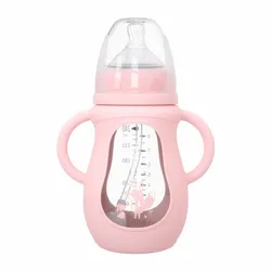 Lovely Feeding Bottles for Baby Portable Handle Silicone Feeding Bottle Baby Bottles Newborn Set Anti-colic