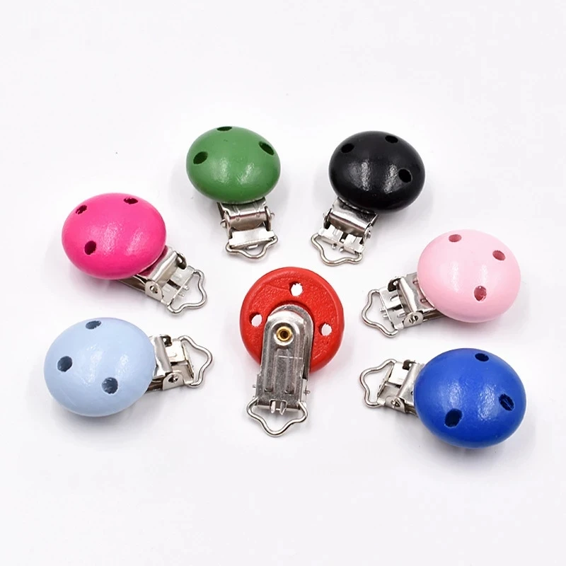 Baby Teether Clip Pacifier Chain Wood Blanks Pacifier Baby Teething Bracelet Bead Clip Diy Wooden Clips Accessories 10PCs wooden craft clips baby pacifier clips