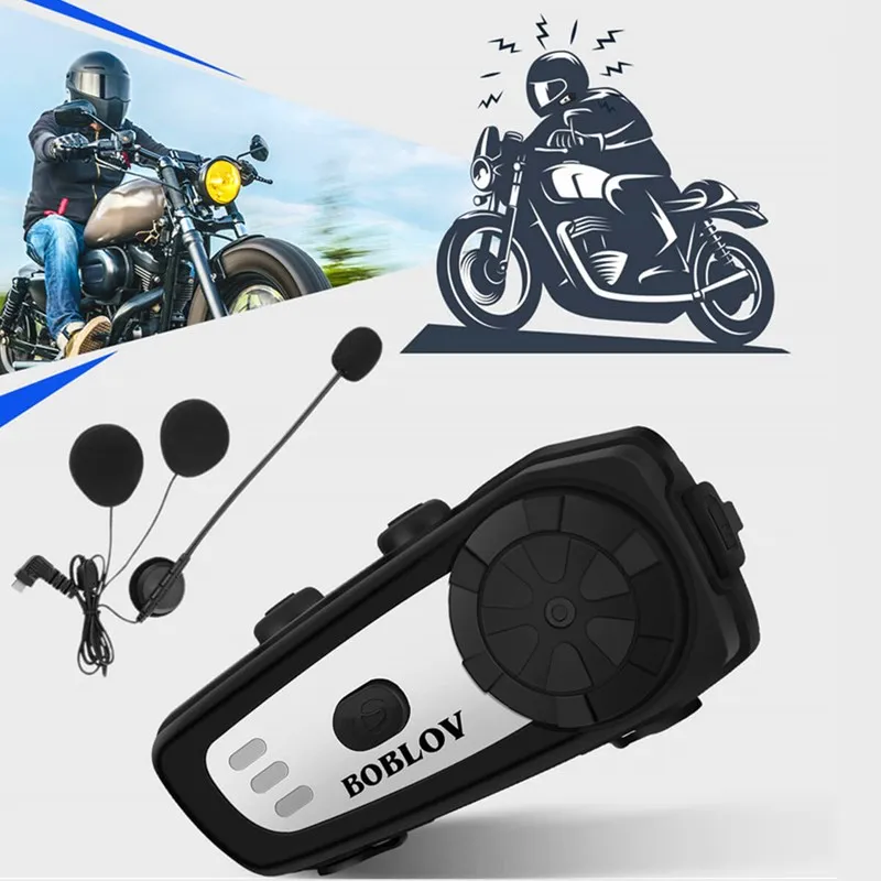 BOBLOV M6 Moto шлем гарнитура 2 шт. Bluetooth мотоциклетный беспроводная система связи