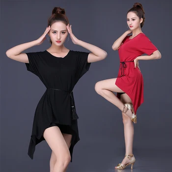 

2020 Latin Dance Costume Women/Girls/Lady New Practice Clothes Dance Short Sleeve Spring and Summer Loose Dance Skirt Top
