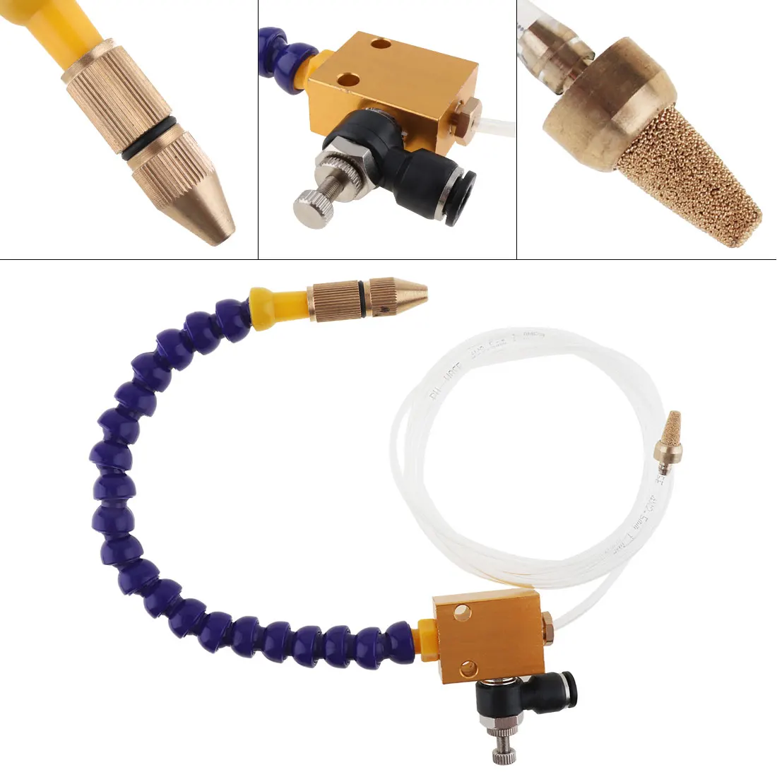 

Excellent Mist Coolant Lubrication Spray System Unit with 8mm Air Pipe and Intake Throttle Valve for CNC Lathe / Milling