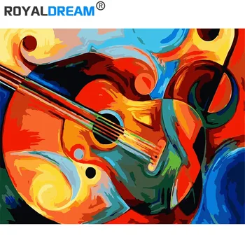 

ROYALDREAM Painted violin Painting By Numbers Handpainted Canvas Painting Home Wall Art Picture For Living Room Unique Gift