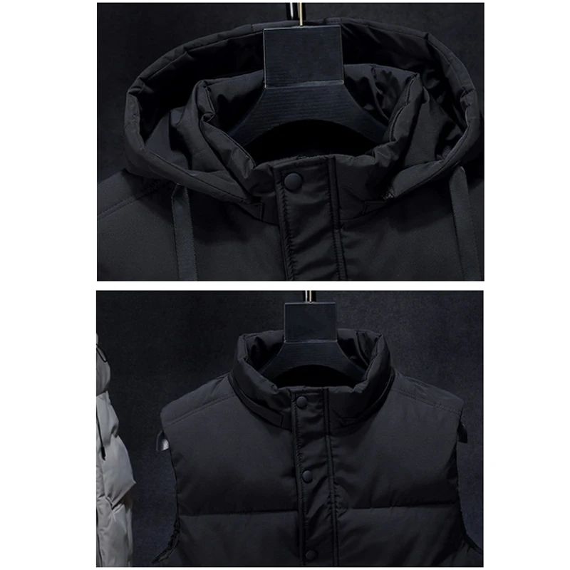 Fashion Sleeveless Jacket Thickening Vest With Hat Hooded Warm Vest Winter Waistcoat Men Women Casual Windbreaker 7XL 8XL