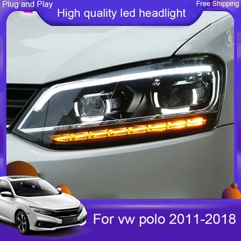 

Head Lamp For Car VW volkswagen Polo 2010-2018 Vento Headlight Fog Lights Day Running Light DRL H7 LED Bi Xenon Bulb Accessory