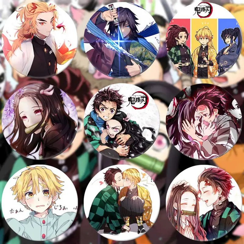 Anime Badge Demon Slayer: Kimetsu no Yaiba Kamado Tanjirou Cosplay Bedge Cartoon Collect Backpacks Bags