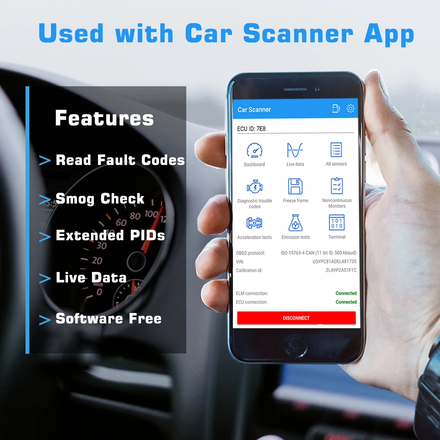 Veepeak Mini Bluetooth OBD2 Scanner for Android, Car OBD II Diagnostic Scan Tool Check Engine Light Code Reader, Supports Torque 4