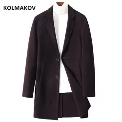 2019 длинное стильное зимнее двустороннее шерстяное пальто мужские повседневные шерстяные пальто мужские классические пальто Высокое