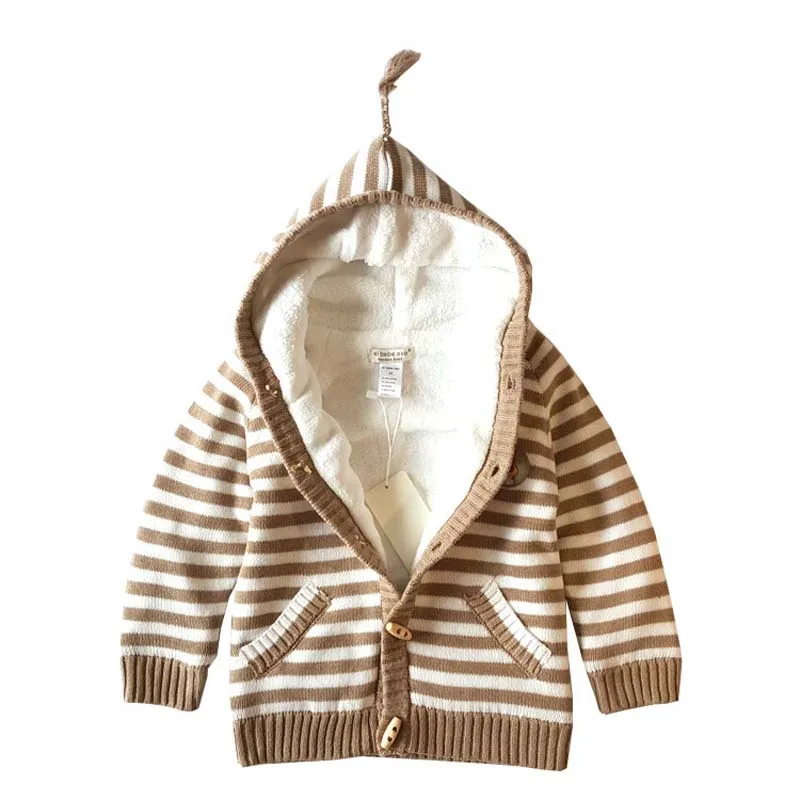 Children's Plus Velvet Sweater Baby Boy Girl Cotton Thicken Sweater Kids Thicken Warm Outdoor Coat Infant Sweater Wholesale