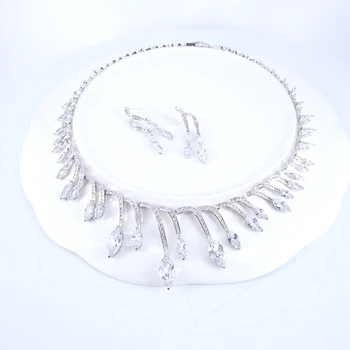 

2020 Hot sale New fashion luxury romantic crystal CZ ZIRCON necklace earring set wedding party birthday jewelry free shipping!