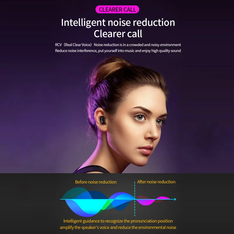 Bluetooth беспроводные наушники TWS Handsfree 6D стерео СПОРТИВНЫЙ ИГРОВОЙ шумоподавитель светодиодный дисплей с микрофоном