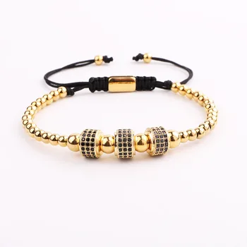 JARAVVI High Quality Men Wome Bracelet Luxury CZ Pave Tube Stainless Steel Beads Macrame Friendship Bracelet Men Jewelry Gift