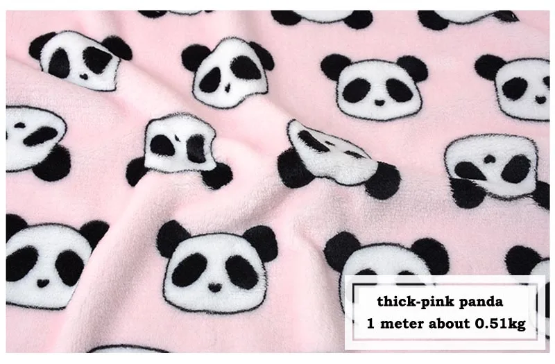 thick pink panda Фланелевая мягкая теплая ткань в горошек с рисунком кролика, панды, кота, клубники, цветов для детей, зимняя одежда, ночная рубашка, одеяло, ручная работа - Цвет: thick pink panda