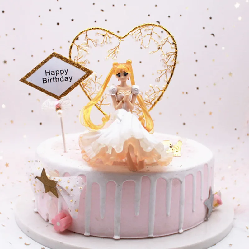 

Star Pretty Girl Warrior Moon Princess Cake Decoration Moon Water Bingyue Birthday Cake Decorations And Ornaments Garage Kit