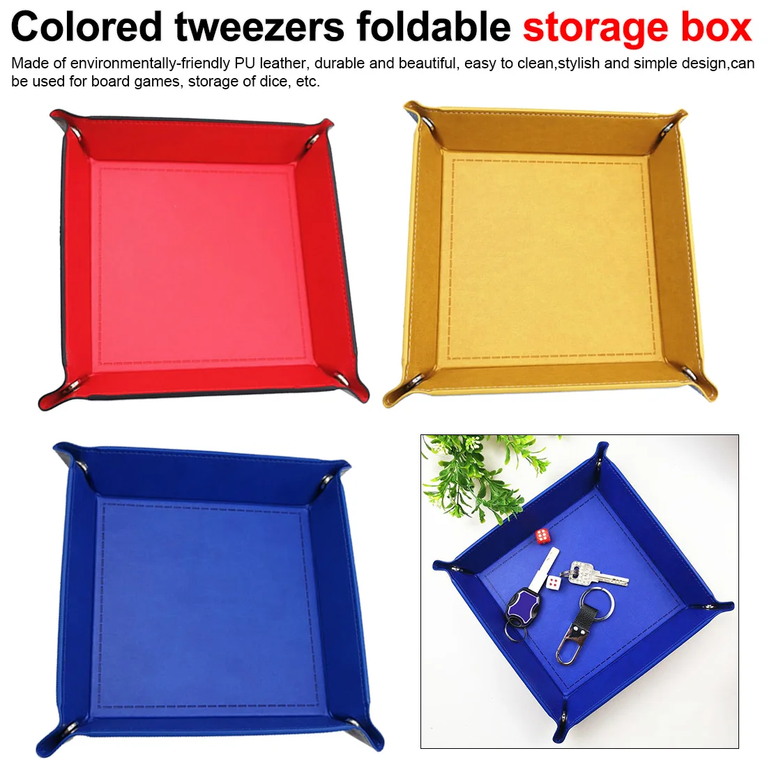 

Storage Box color Dice Foldable Storage Box Dice Table Games Key Wallet Coin Box Tray Desktop
