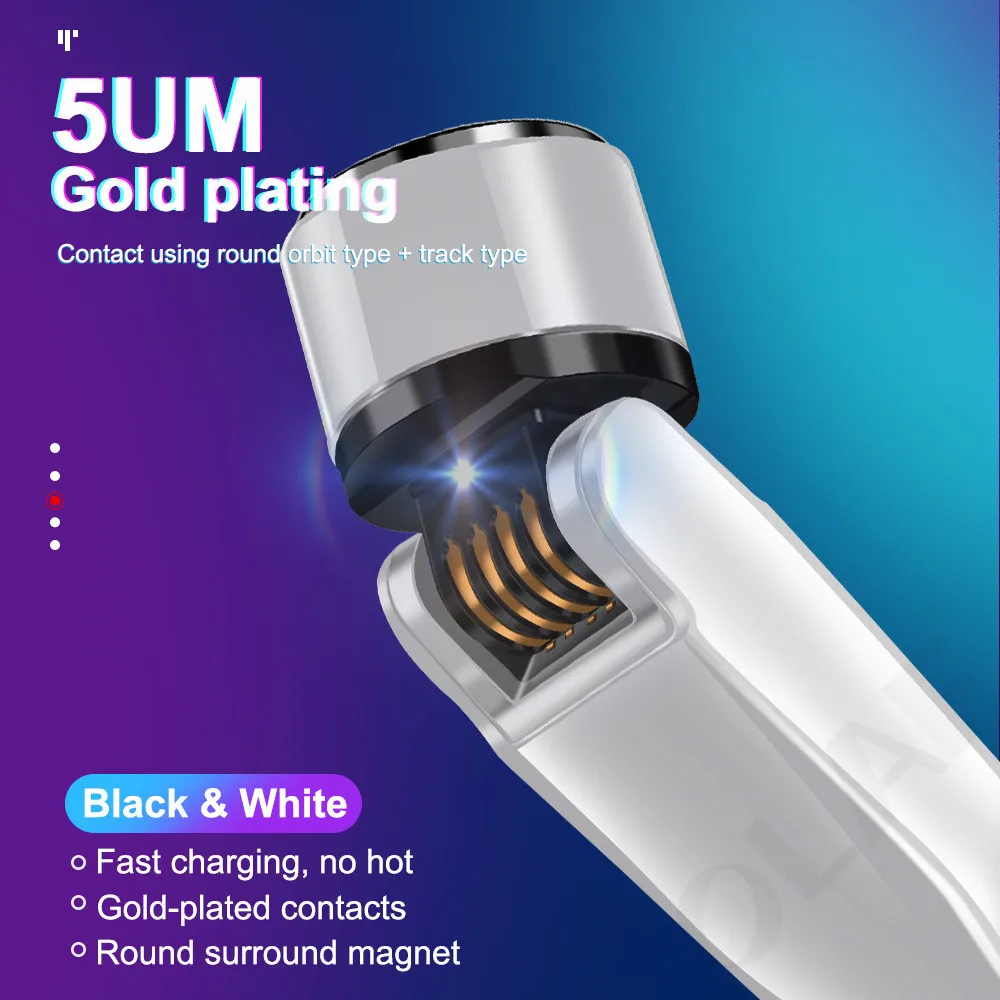Магнитный Micro USB кабель Hussain 540 градусов 3 А Type C для быстрой зарядки магнитное