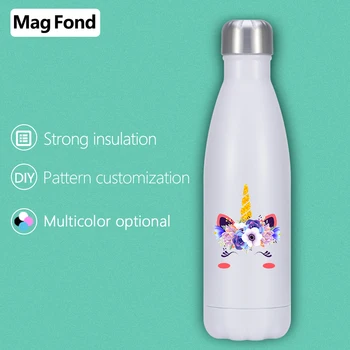 

unicorn 500ML Stainless Steel Water Bottle Double-Wall Vacuum Flask BPA Thermos for Sport Hiking Coffee Keep Hot/Cold Bowling