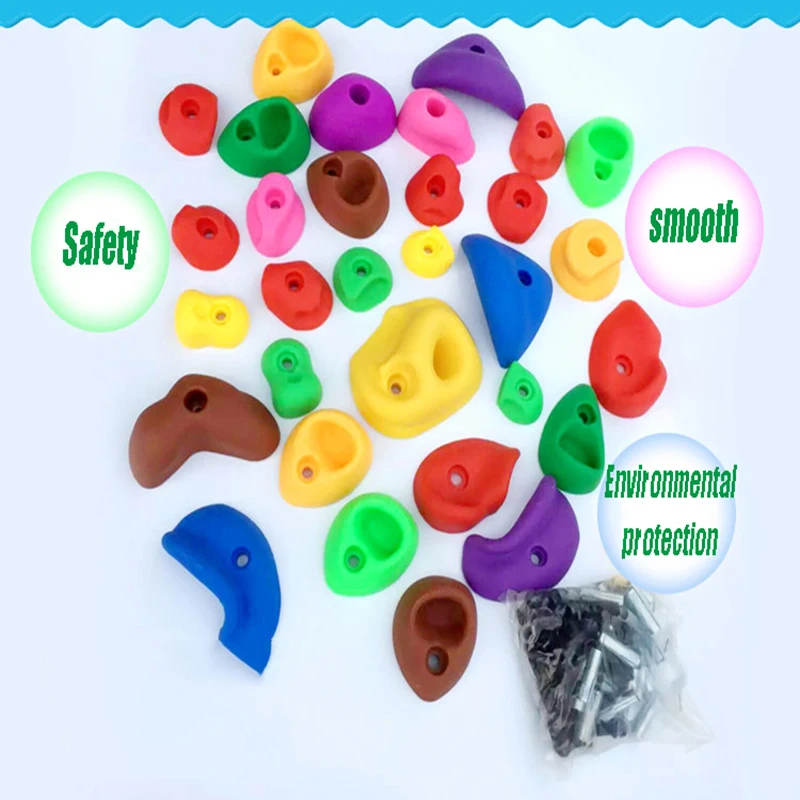 Kopen 32 Pcs Pe Veiligheid Materialen Kinderen Klimwand Stenen Met Schroeven Kleuterschool Indoor Klimmen Coördineren Training