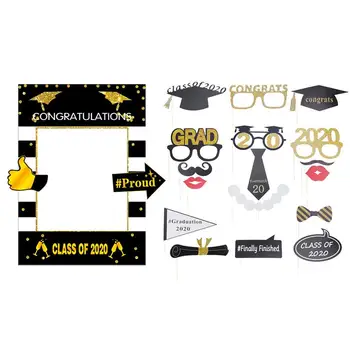

18pcs 2020 Graduation Photo Frame Photo Props Set Party Paper Picture Selfie Frame Photo Booth Props Graduation Party Supplies