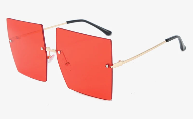 gold with red Peekaboo, мужские солнцезащитные очки без оправы, металлический светильник, коричневые, uv400, золотые, квадратные, солнцезащитные очки для женщин,, без оправы, тонированные - Цвет линз: gold with red