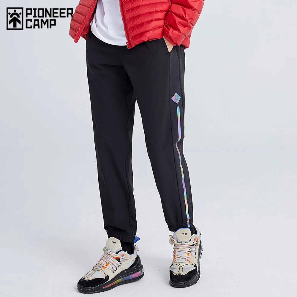 Pioneer Camp New Casual Pants Men Elastic Bottom Fashion Printing Trousers for Male Black Blue XXS102103