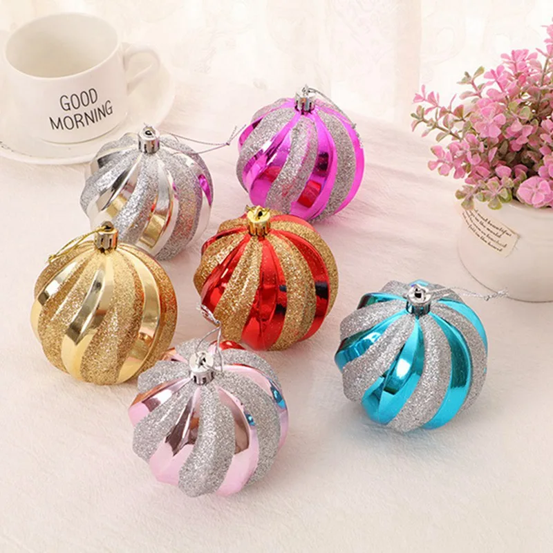 12pcs/set 6cm Christmas Tree Decor Ball Glitter Bauble Xmas Party Hanging Ball Ornament For Home Party New Year Decoration