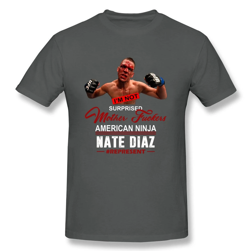 Футболка мужская с надписью Nate Diaz базовая хлопковая тенниска круглым вырезом и