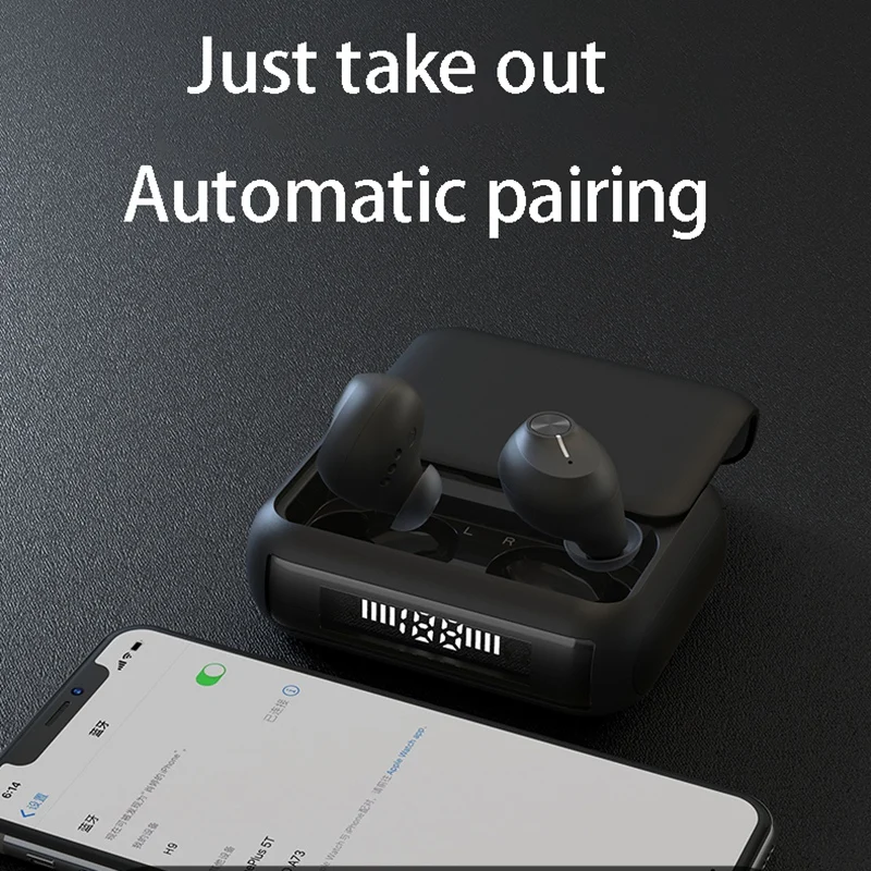 HM70 Bluetooth Headset TWS Bluetooth 5 0 Sports Stereo Wireless Bluetooth Headset with LED Digital Display Charging Box