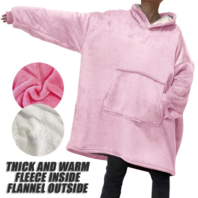 Sudadera con capucha de gran tamaño para mujer, manta de lana con manga,  chaqueta de invierno, Abrigo con capucha, manta de TV gigante de felpa,  sudaderas con capucha - AliExpress