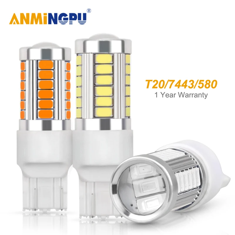 ANMINGPU 2x Signal Lamp T20 W21W Led W21/5W 7443 33SMD 5730 Chips 7440 WY21W Reverse Backup Turn Light White Red 12V | Автомобили и