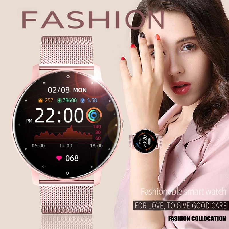2021 New Women Smart Watch Real-time Weather Forecast Activity Tracker Heart Rate Sports Ladies Smart Watch Men For Android IOS