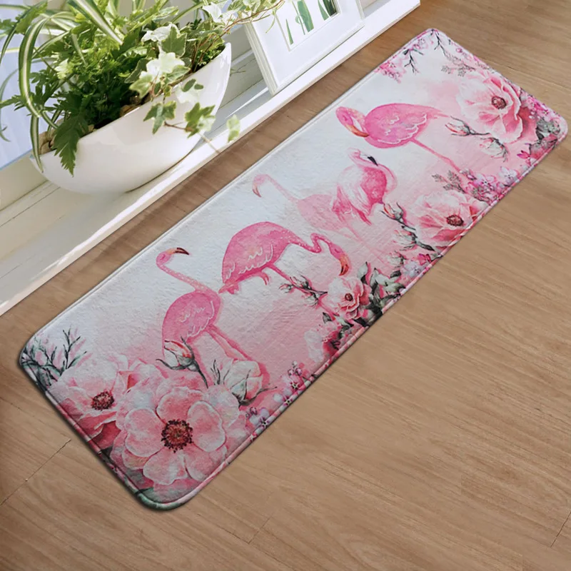 

Zeegle Flamingo Long Kitchen Carpet Creative Carpet for Hallway Decoration Polyester Bedroom Bedside Foot Pads Home Area Rug