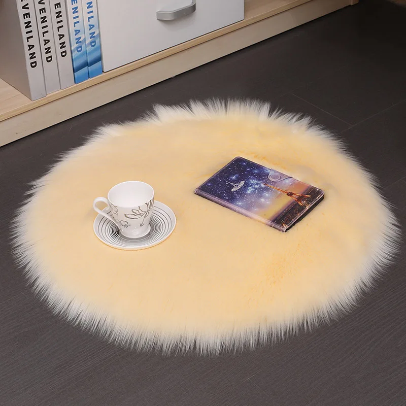 Fashion Simple Soft Comfortable Plush Carpet Floor Mat Imitation Wool Round Bedroom Carpet  Cushion  Floor Cushion 