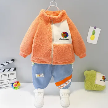 

Winter Newborn Clothes Set Toddler Boy Thicken Flannel Coat+Jeans Two Piece Baby Tracksuit Fashion Cardigan Plush Warm Outfits