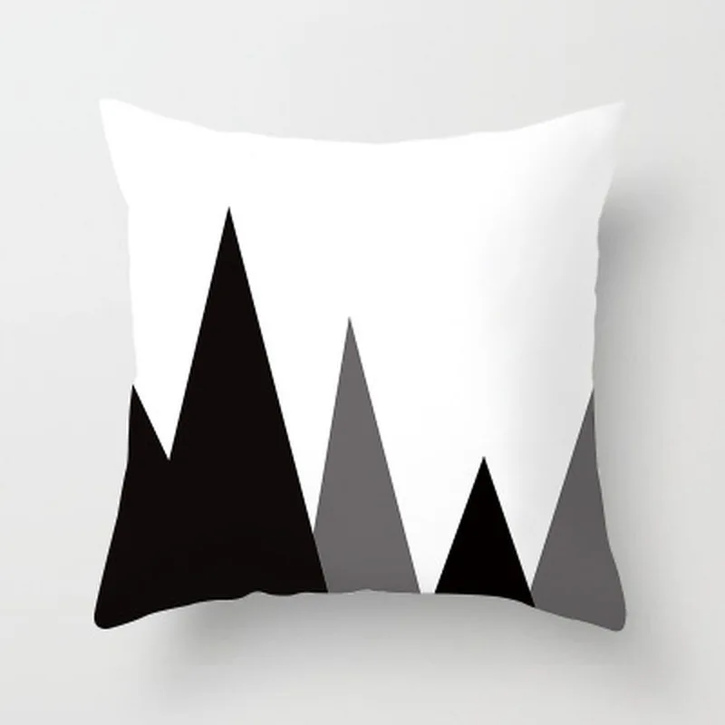 

Geometric Cushion Cover Black and White Polyester Throw Pillow Case Striped Dotted Grid Triangular Geometric Art Cushion Cover