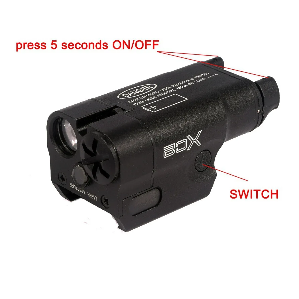 

Tactical XC2 Laser Light Compact Pistol Flashlight Combo Red Dot Laser Airsoft Hunting Mini LED White Glock Weapon Gun Lights