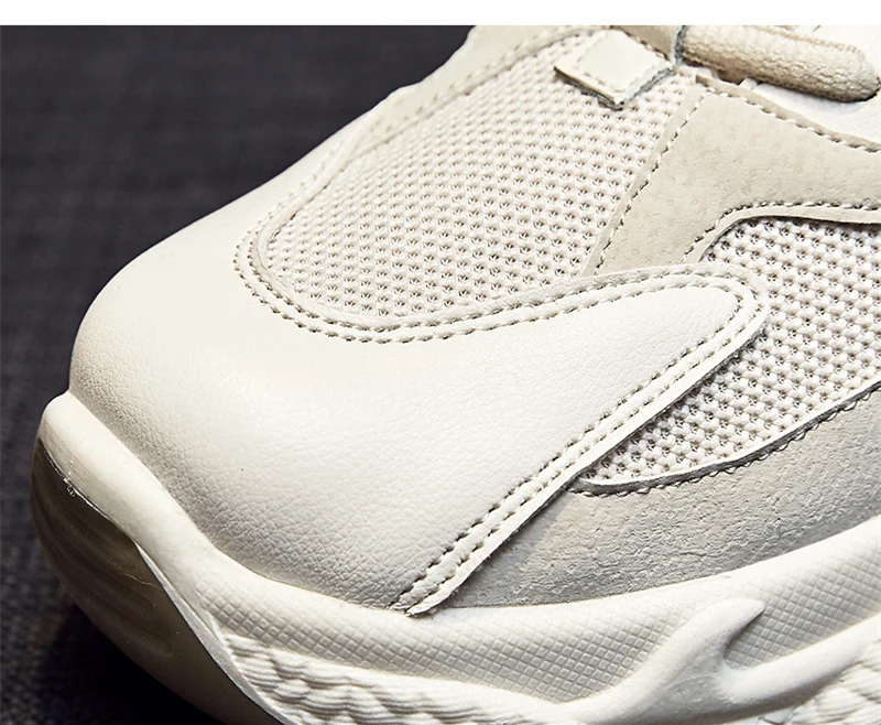 Hemmyi Chunky Sneakers Women 6CM Increased Thick Bottom Platform Women Casual Shoes Breathable Mesh Shoes Woman Beige