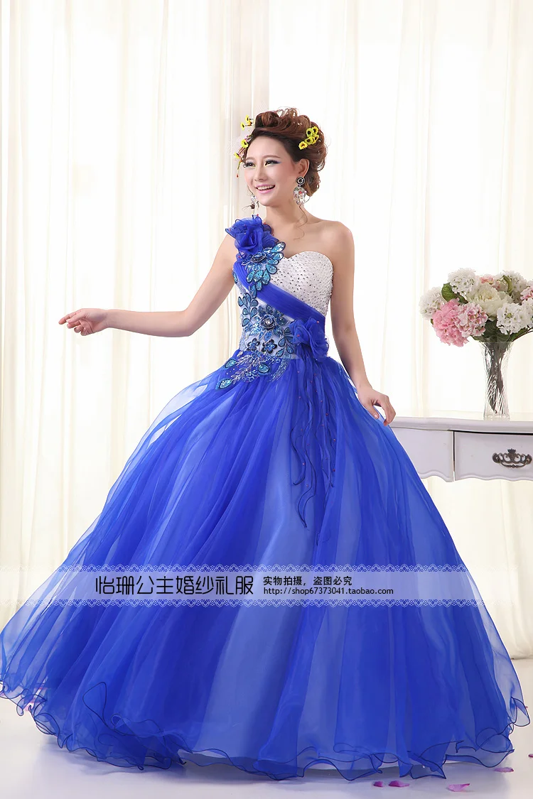 Элегантное платье Vestidos De 15 Anos, Новое поступление, королевское синее бальное платье на одно плечо, бальное платье