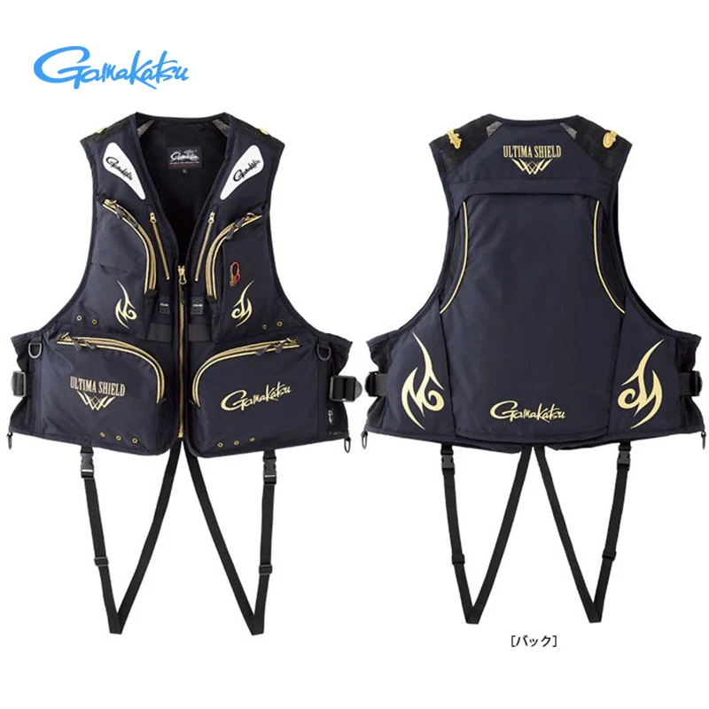 Gamakatsu Fishing Vest Outdoor Vests Swim Save Life Vest Large Buoyancy Fishing Save Life Jacket Safety Multi Pocket Vest 120kg - Цвет: Черный