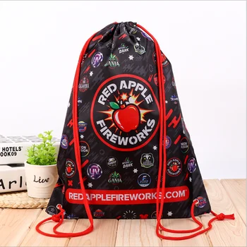 

Customized Logo Marathon advertising bag apple Pattern Of polyester Drawstring Bags Anniversary Gift Bag Sports Bag Storage Bag