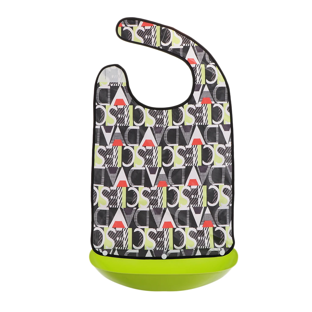 Anti-oil Large Adult Bib Clothes Protector Waterproof with Food Catcher Pocket Wipe Clean for Home Hospital Patient Elderly Use