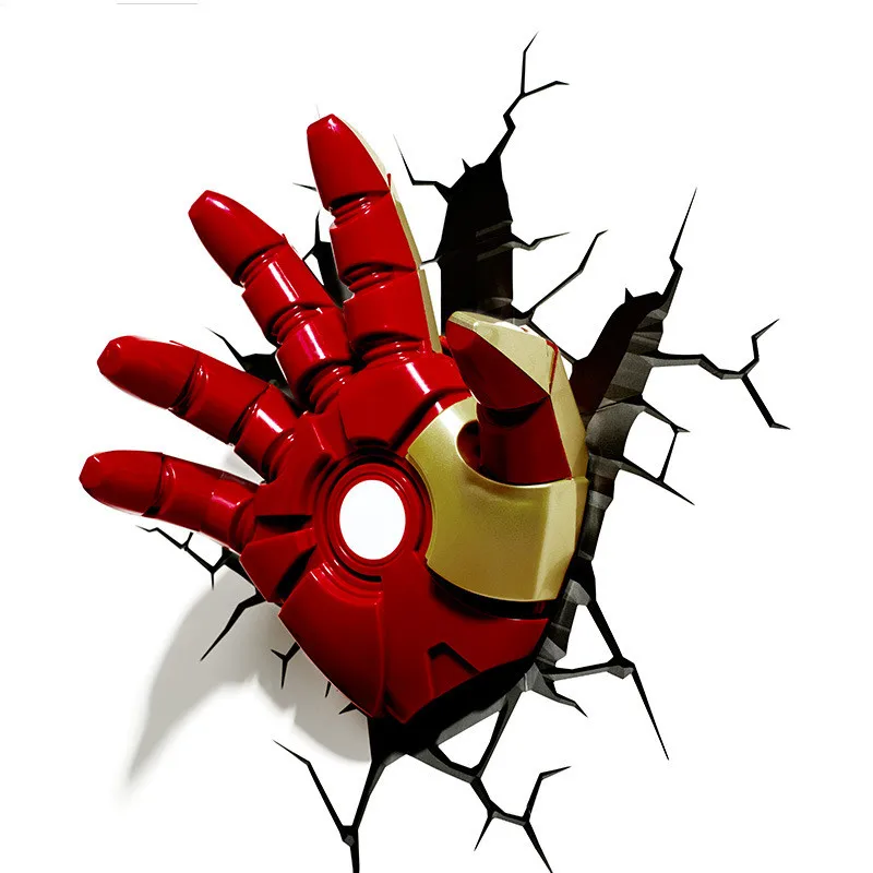 Marvel Мстители светодиодный настенный светильник спальня гостиная 3D креативный светильник Железный человек для человека-паука Халк Дэдпул капитан Американский Quake - Испускаемый цвет: Ironman1