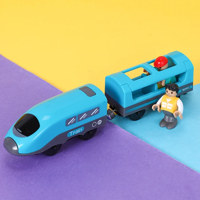 Remote Control RC Electric Small Train Toys Set Connected with Wooden Railway Track Interesting Present for Childrenplum